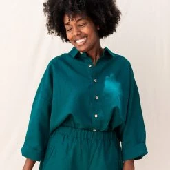 Monkind Women's Organic Cotton/Linen Shirt - Ocean SALE