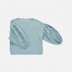 Monkind Women's Organic Cotton Puff Blouse - Sky SALE