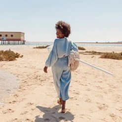 Monkind Women's Organic Cotton Puff Blouse - Sky SALE