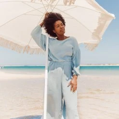 Monkind Women's Organic Cotton Puff Blouse - Sky SALE