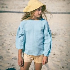 Monkind Organic Cotton Puff Blouse - Sky SALE