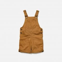 Monty & Co Cotton Porter Short Dungaree - Tan Cotton & Linen
