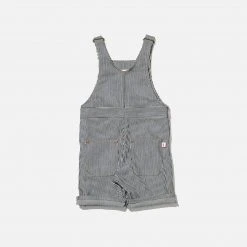 Monty & Co Cotton & Linen Cotton Porter Short Dungaree - Indigo Stripe