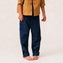 Monty & Co Cotton Utility Trouser - Light Navy Cotton & Linen