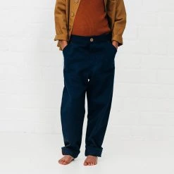 Monty & Co Cotton Utility Trouser - Light Navy Cotton & Linen