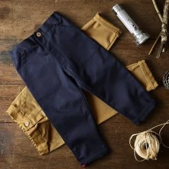 Monty & Co Cotton Utility Trouser - Light Navy Cotton & Linen