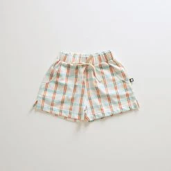 Oeuf SALE Organic Pima Cotton Play Shorts - Gardenia Check