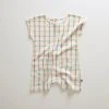 Oeuf Organic Pima Cotton Square Romper - Gardenia Check