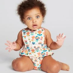 Oeuf Linen Ric Rac Large Flower Playsuit - Multi