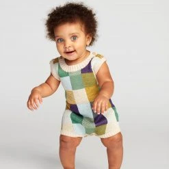 Oeuf Cotton Patchwork Romper - Eggshell SALE
