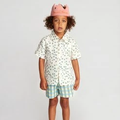 Oeuf Linen Button Down Clover Shirt - Gardenia