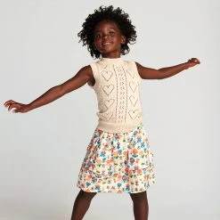 Oeuf Cotton Pointelle Heart Vest - Eggshell