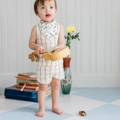 Oeuf SALE Organic Pima Cotton Play Shorts - Gardenia Check