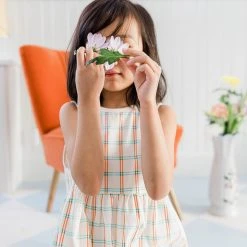 Oeuf Organic Pima Cotton Tank Dress - Gardenia Check SALE