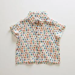 Oeuf Linen Button Down Small Flower Shirt - Multi SALE