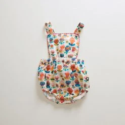 Oeuf Linen Ric Rac Large Flower Playsuit - Multi