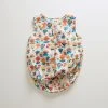 Oeuf Linen Large Flower Pocket Romper - Multi SALE