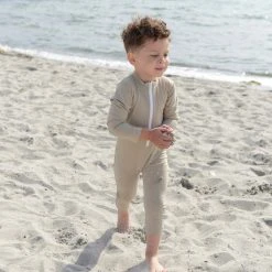 Petit Crabe Exclusive Lou UV LS Swim Bodysuit - Cappuccino Swimwear