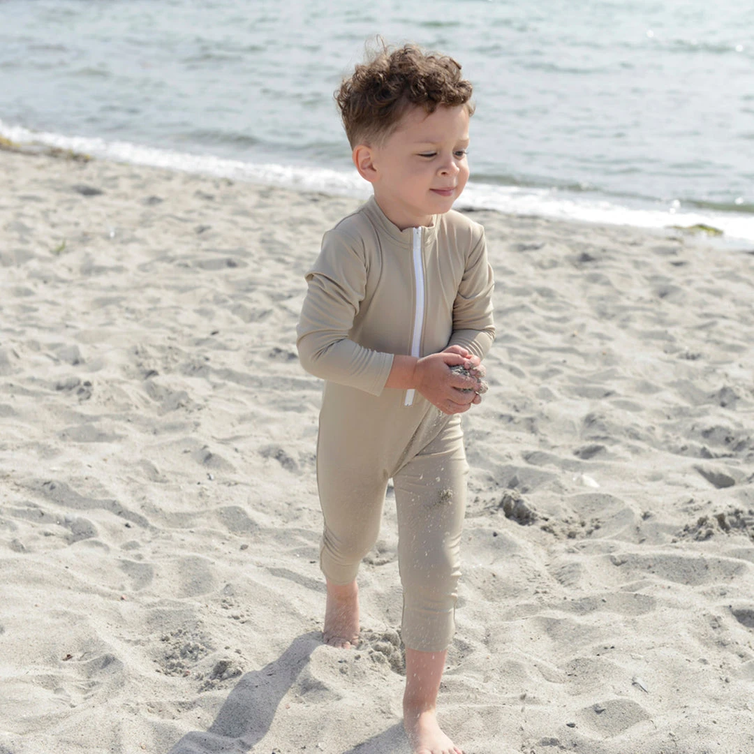 Petit Crabe Exclusive Lou UV LS Swim Bodysuit - Cappuccino Swimwear