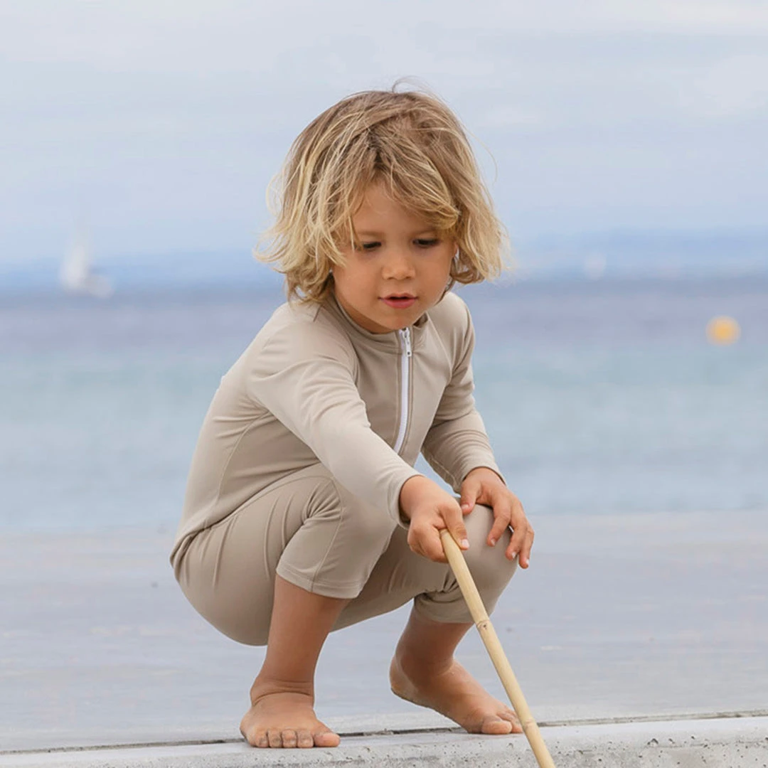 Petit Crabe Exclusive Lou UV LS Swim Bodysuit - Cappuccino Swimwear