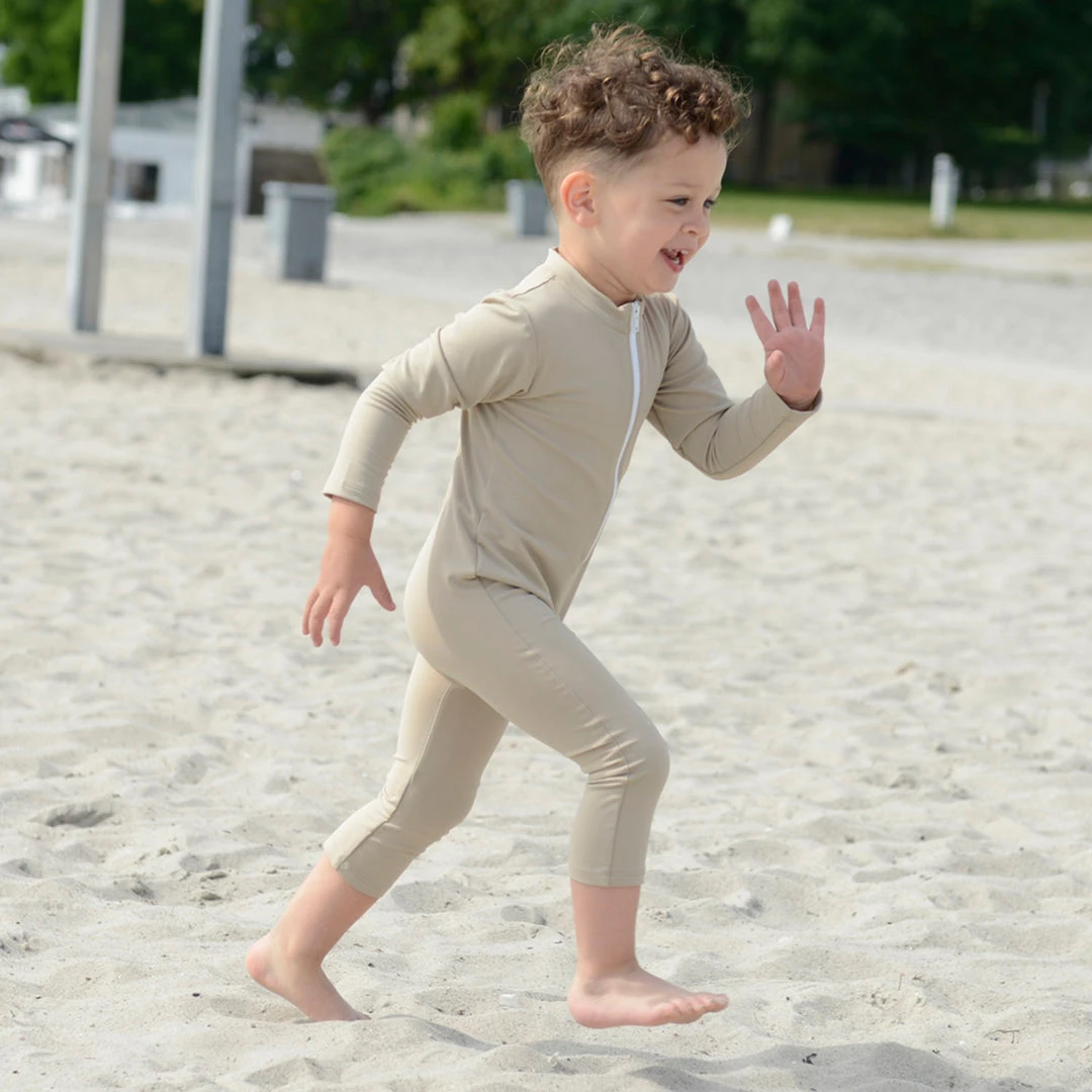 Petit Crabe Exclusive Lou UV LS Swim Bodysuit - Cappuccino Swimwear