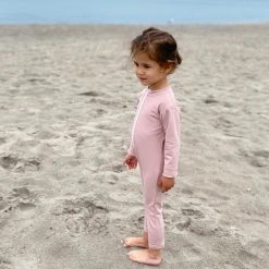 Petit Crabe Swimwear Exclusive Lou UV LS Swim Bodysuit - Rose Nude