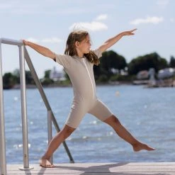 Petit Crabe Cotton & Linen Exclusive Noe UV SS Bodysuit - Cappuccino