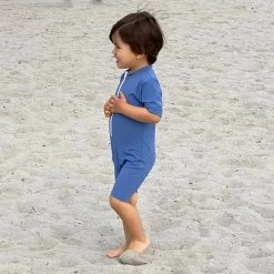 Petit Crabe Cotton & Linen Exclusive Noe UV SS Bodysuit - Nordic