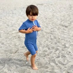 Petit Crabe Cotton & Linen Exclusive Noe UV SS Bodysuit - Nordic