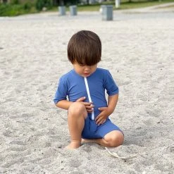 Petit Crabe Cotton & Linen Exclusive Noe UV SS Bodysuit - Nordic