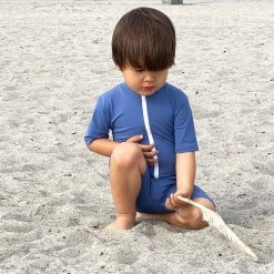 Petit Crabe Cotton & Linen Exclusive Noe UV SS Bodysuit - Nordic