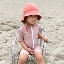 Petit Crabe Cotton & Linen Exclusive Noe UV SS Bodysuit - Rose Nude