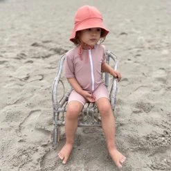 Petit Crabe Cotton & Linen Exclusive Noe UV SS Bodysuit - Rose Nude