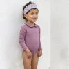 Petit Crabe Peter Pan UV LS Collar Swimsuit - Heather