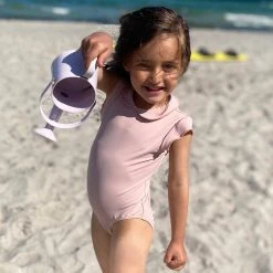 Petit Crabe Swimwear Peter Pan UV SS Collar Swimsuit - Rose Nude