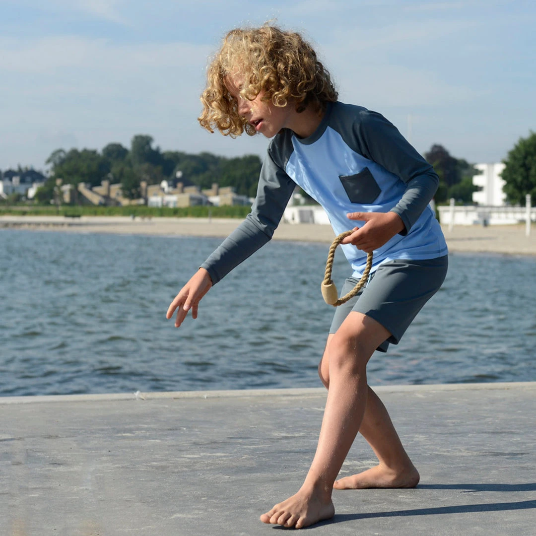 Petit Crabe Alex UV Swim Shorts - Coal Cotton & Linen