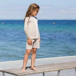 Petit Crabe Cotton & Linen Alex UV Swim Shorts - Cappuccino