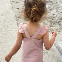 Petit Crabe Bade UV Swimsuit - Rose Nude Cotton & Linen