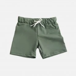 Petit Crabe Alex UV Swim Shorts - Olive Cotton & Linen
