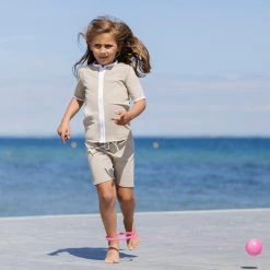 Petit Crabe Cotton & Linen Alex UV Swim Shorts - Cappuccino