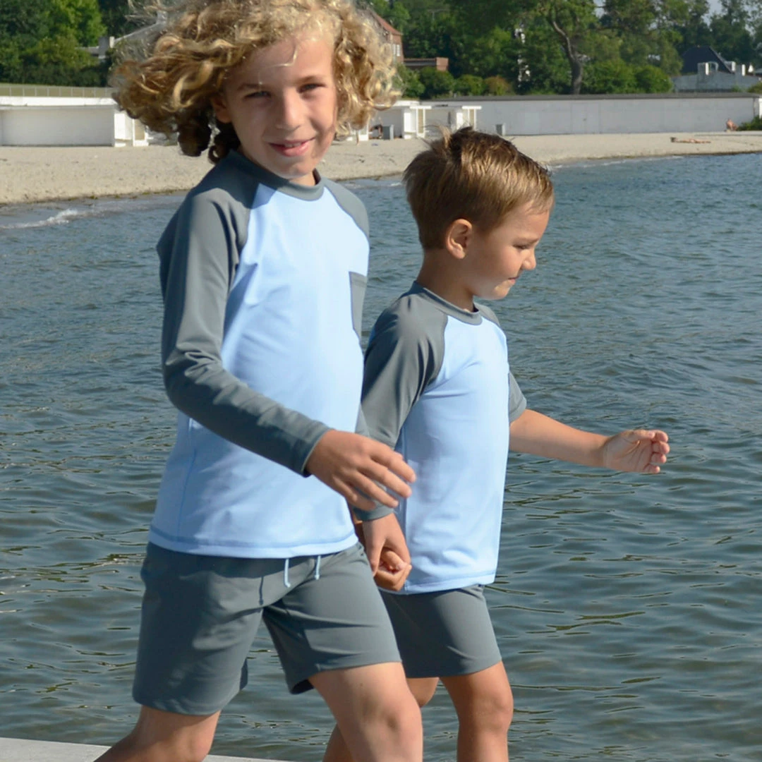 Petit Crabe Alex UV Swim Shorts - Coal Cotton & Linen