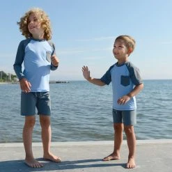 Petit Crabe Alex UV Swim Shorts - Coal Cotton & Linen