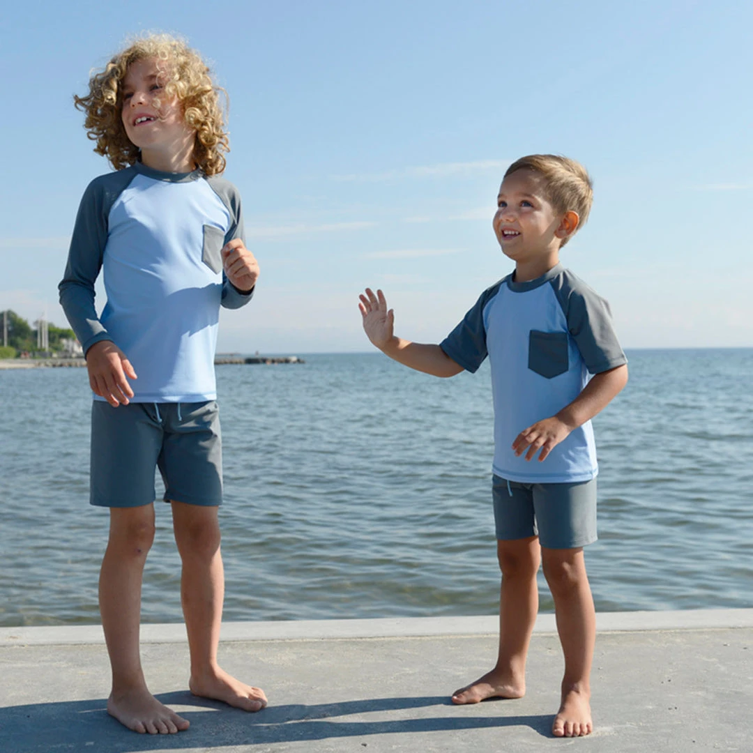 Petit Crabe Alex UV Swim Shorts - Coal Cotton & Linen