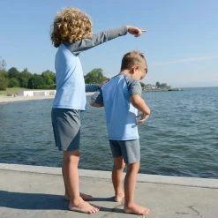 Petit Crabe Alex UV Swim Shorts - Coal Cotton & Linen