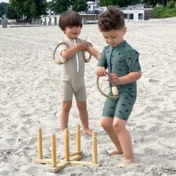 Petit Crabe Cotton & Linen Exclusive Noe UV SS Bodysuit - Cappuccino