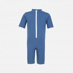 Petit Crabe Cotton & Linen Exclusive Noe UV SS Bodysuit - Nordic