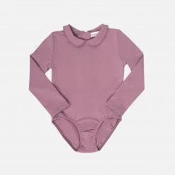 Petit Crabe Peter Pan UV LS Collar Swimsuit - Heather