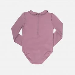 Petit Crabe Peter Pan UV LS Collar Swimsuit - Heather