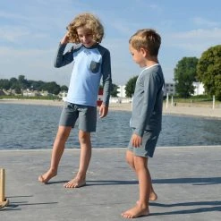 Petit Crabe Alex UV Swim Shorts - Coal Cotton & Linen