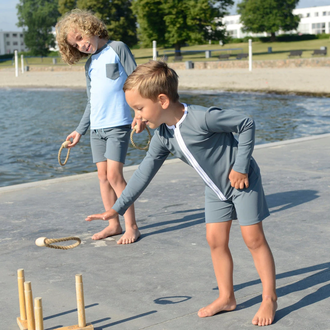 Petit Crabe Alex UV Swim Shorts - Coal Cotton & Linen